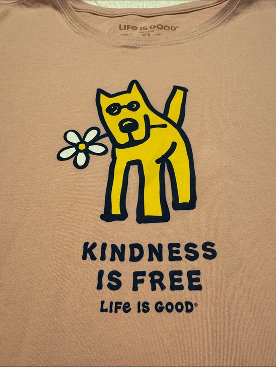 Life Is Good Tops - Life Is Good Pink tee with Dog and Flower